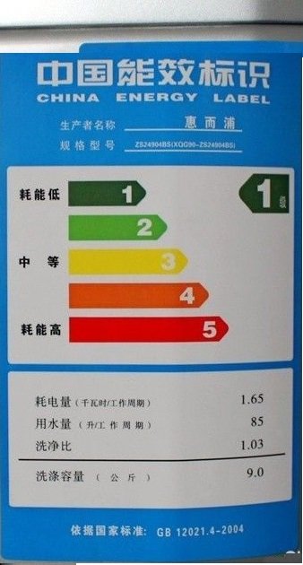 家用洗衣机能效标签标识[(EU)No 1061/2010]