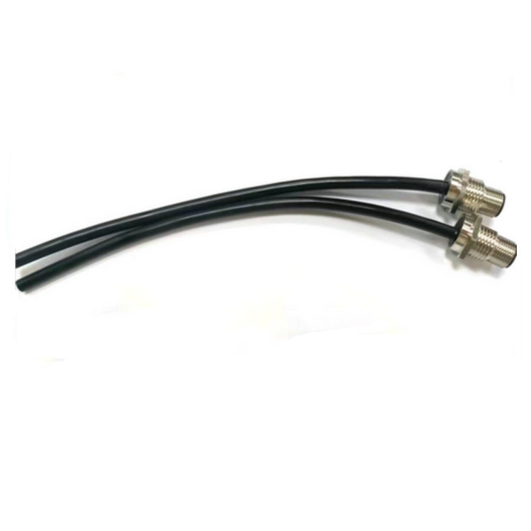 M12-2针航空插座电源线 0.2米A编码板前防水插座