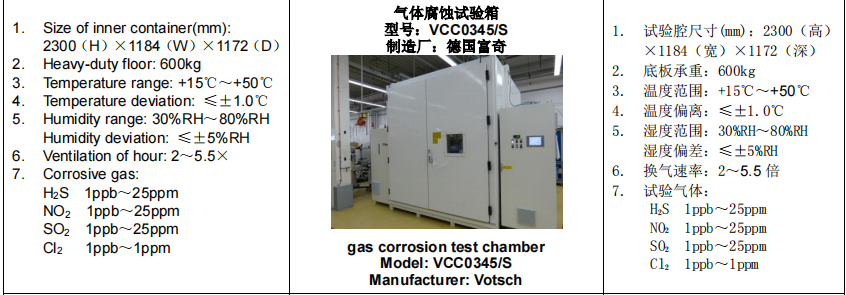 气体腐蚀试验箱 型号:VCC0345/S 制造厂:德国富奇