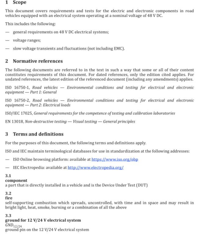 分享——ISO 21780-2020 道路车辆 - 48V 电源电压 - 电气要求和测试