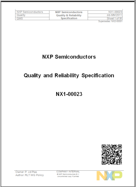 NXP Quality & Reliability Qualification文档谁有